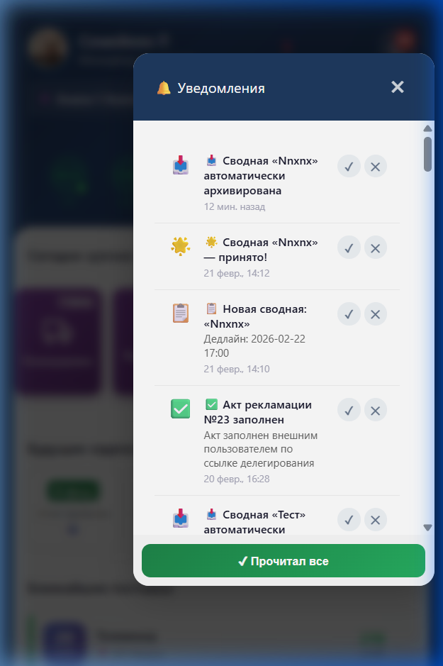 Панель уведомлений